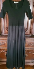 Taylor Antropologie XS Mix Media Rib Sweater Midi Dress Black Silky Cocktail Nwt