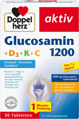 Doppelherz Glucosamin 1200 + D3 + K+ C   Mit Vitamin C Als Beitrag Zur Normalen 
