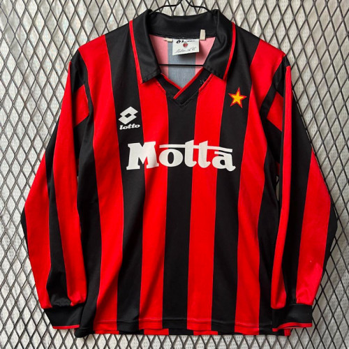 AC Milan Long Sleeve Uniform T-shirt Jersey LOTTO Red Black