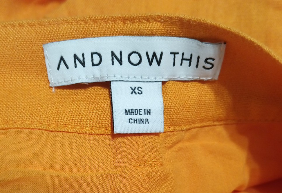 AND NOW THIS Hi Rise Pleated Linen Blend Bermuda Shorts Women XS Mango Orange thumbnail 7