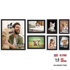 Collage Picture Frames, Gallery Wall Frame Set with One 11x14, 7 Pack Black