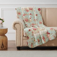 Antique Rose Classic Traditional Floral 100 Cotton Quilted Throw Blanket 50 x