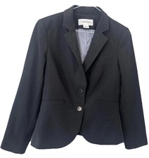 Calvin Klein Blazer Womens 2 Black Suit Jacket Tailored Career Workwear Office