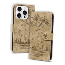 Flip Case for Premium PU Leather Wallet Folio Cover with iPhone 16 Pro Brown