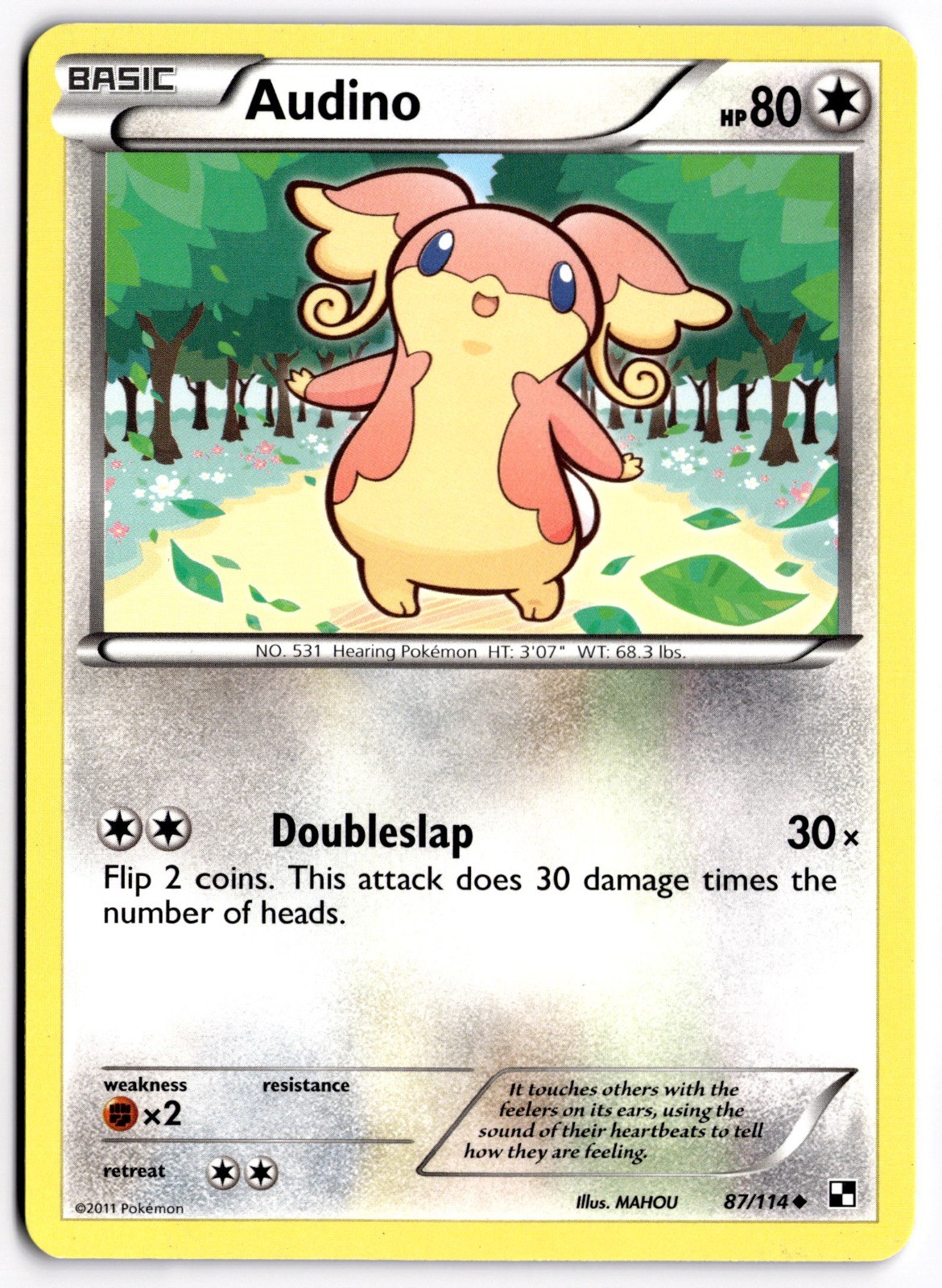 Pokemon TCG Audino 87/114 Black and White Uncommon NM
