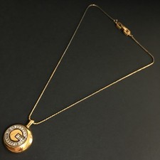 EGA GIVENCHY G Logo Rhinestone Gold Tone Pendant Necklace/9BL0129