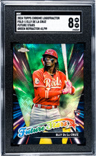 2024 Topps Chrome Logofractor #FSLE-1 Elly De La Cruz Green Ref (SGC 8)