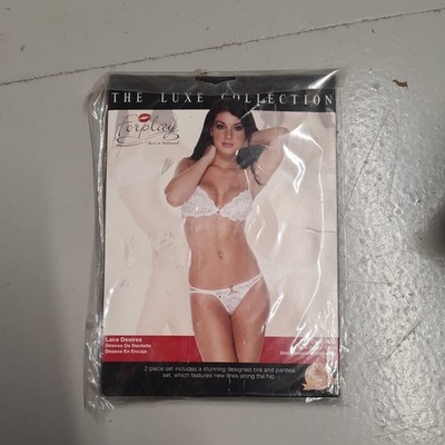 BNIP Forplay Luxe Collection White Lace Desires Bra & Panties Set One Size 8-10