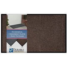 Durable Wipe-N-Walk Vinyl Backed Indoor Carpet Entrance Mat, 3' x 5', Brown