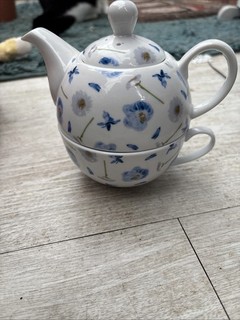Tea Set For One White With Blue Flowers Porcelain Dishwasher Microwave Safe.