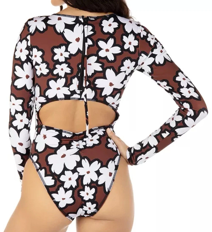 Traje de baño de una pieza mediano Hurley para mujer con estampado de margaritas audaz manga larga Foto 2 de 4