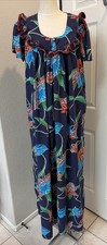 Vtg Tori Richard Honolulu Hawaii Women s Caftan Maxi Dress Pockets Floral 70s VG