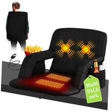 Stadium Seats for Bleachers-3 Heat Settings Backrest Seat Cushion Black Heated