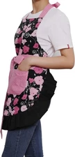 Women's Cotton Floral Apron with Pockets, Adjustable Long Ties for Kitchen Co...