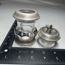 Vintage Sterling Silver & Glass Lighter With Silver & Glass Cigarette Holder..