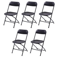 Lo 6 Plastic Folding Chairs Stackable Wedding Party Event Commercial Black