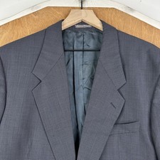 VTG Yves Saint Lauren Blazer Mens 42R Navy Blue Checkered 2 Button Wool Sport