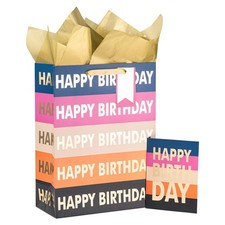1 PCS Birthday Gift Bag Tissue Paper Card Baby Shower Party 12x16x5.7 Inch