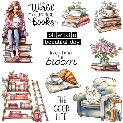 Reading Womens Clear Stamps  Dies Set - Scrapbooking, Card Making, DIY Crafti...