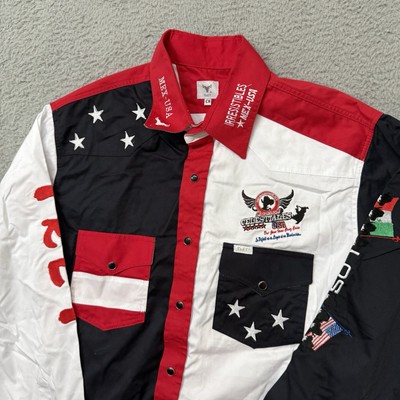 Tret Western Pearl Snap Bull Riding Mexico -USA Embroidered Competition Medium