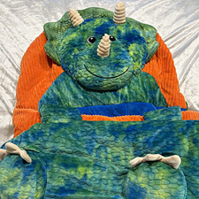 Hugfun Dinosaur Slumber Bag Plush Green Orange Triceratops Kid Sleepover Hug Fun