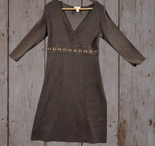 Ann Taylor Loft SZ 4 Heather Brown Empire Waist Classic Overall Dress