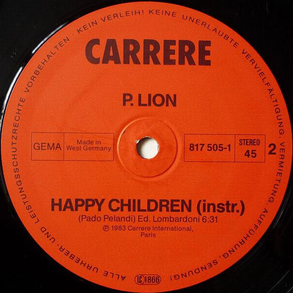 P. Lion - Happy Children (Vinyl 12" - 1984 - DE - Original) - Bild 4 von 4