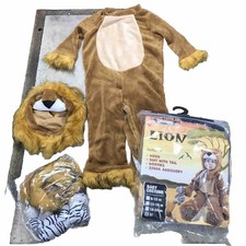 Deluxe Baby Realistic Lion Costume Set with Toy Zebra - Size 3T - READ Has Hole