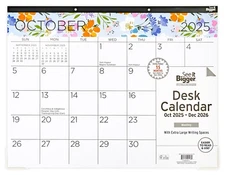  Monthly Desk Pad Large (17″x 22″) Floral; 15-Month, Oct 2025-Dec 2026