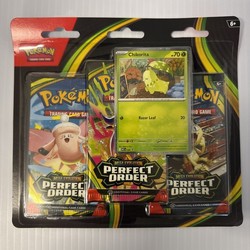 Pokemon TCG: Mega Evolution Perfect Order 3-Pack Blister (Chikorita Promo)