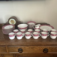 Twelve setting tea set with side plates, two sandwich plates, jug and bowl. 1073