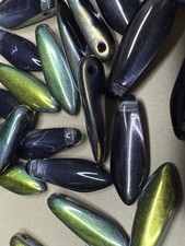 Czech Glass Dagger Beads - Two Sided Violet AB - One Hole - 5 X 16mm