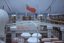 #XX92 -tt Vintage 35mm Slide Photo- Deck of Ship- Red Kodachrome 1951