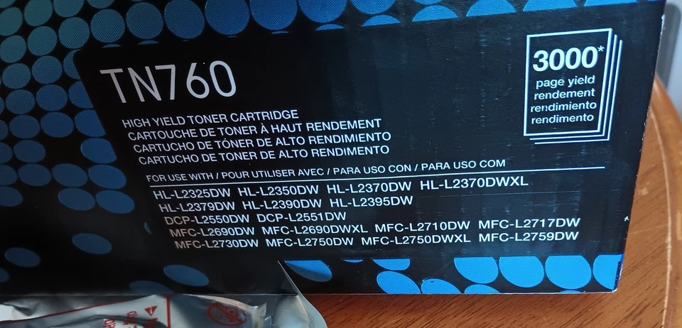 3 cartuchos de tinta vacíos para impresora láser Brother TN 760 con cajas. Envío GRATIS Foto 4 de 4