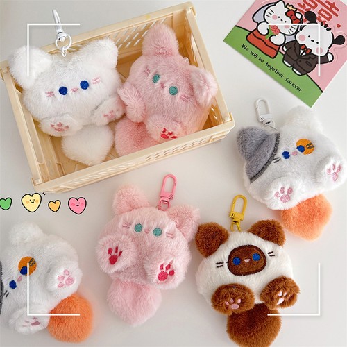 Squeak Long Tailed Cat Plush Keychain Cute Soft Stuffed Cat Keyring Bag Ornam-wa - Picture 2 of 20