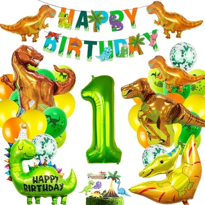Décoration d'Anniversaire Dinosaure - 1er Anniversaire Garçon - Photo 1/4
