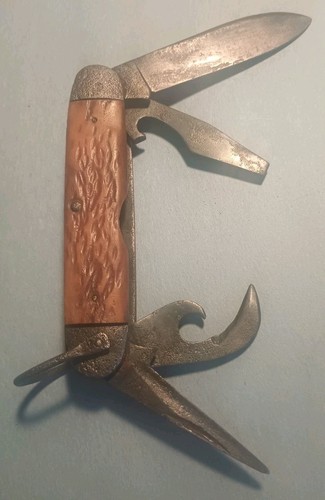 WW2 Western Boulder Co Engineer Knife For Parts Broken Spring Bone Handles Rusty - Picture 8 of 8