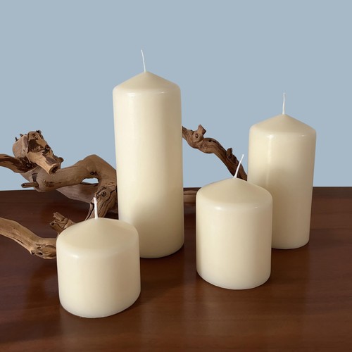 Confezione 6 Candele Pilastro Cera Avorio Senza Profumo Brucia 18 Ore Alte 3 x 3 Pollici - Foto 8 di 8