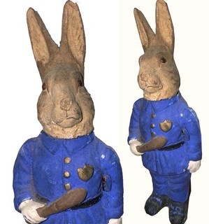 Candy Container Antique 7" Rabbit POLICEMAN BILLY CLUB Composition poss. Easter