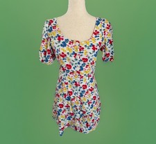 Rixo by Target Floral Mini Dress Women’s 6 Linen Blend Puff Sleeve Cottagecore 