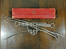 3 Antique Wire Metal Telescoping Travel Hangers in Original Box  Pat'd 1903
