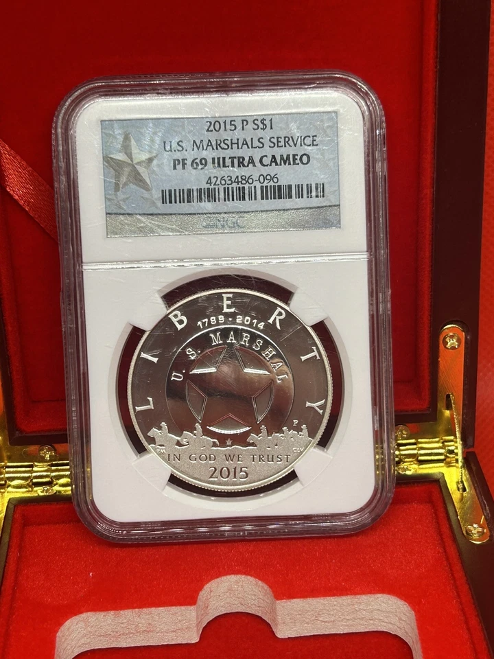 2015-P $1 US Marshals Service Of 69 Ultra Cam NGC In A Wooden Display Case 🇺🇸✨ - Image 4 of 4