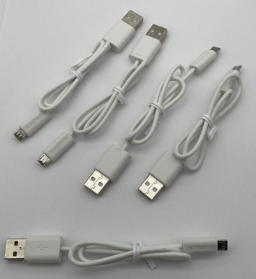 5 Pack Logitech 16'' USB 2.0 A Male to Micro B Male  Data Sync Charging Cable