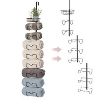 9-Tier Over The Door/Wall Mounted Towel Racks for Bathroom - Wall Mounted BLK 