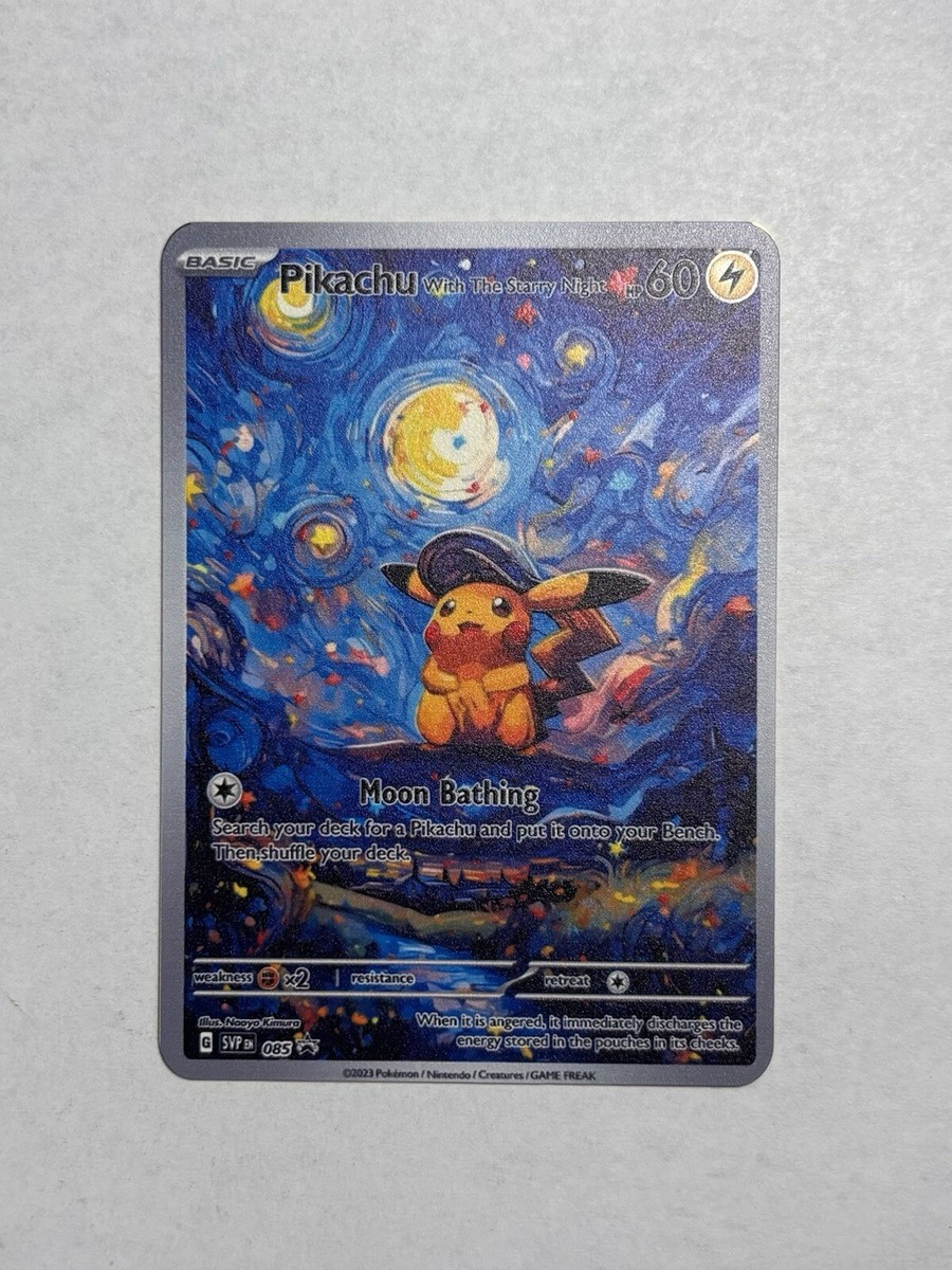 Pikachu with The Starry Night Van Gogh Collectible Gold Metal Fan
