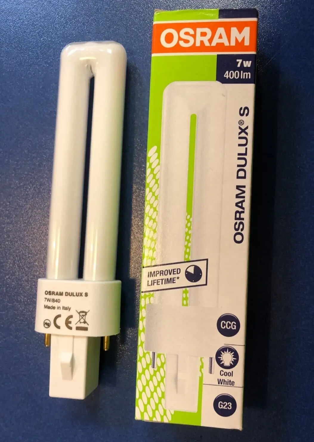 OSRAM DULUX S 7W/840 LUMILUX Cool White G23 400 Lm-
