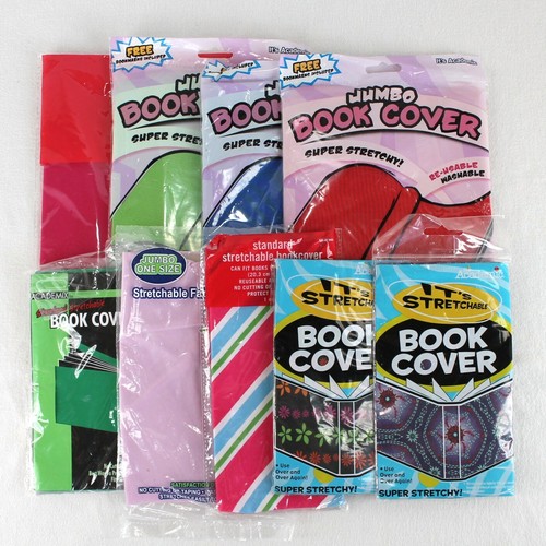 Fabric Text Book Covers Lot of 9 Stretchy Cloth Reuseable NEW
