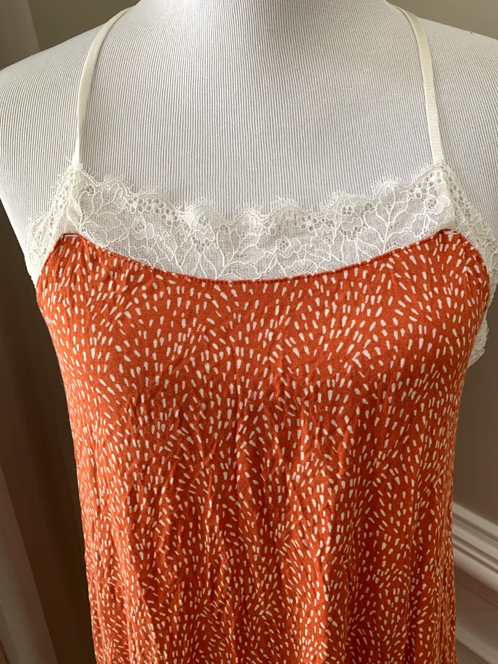 Gillian OMalley Camisón Grande L Vestido Chemise Naranja Encaje Mezcla Modal Foto 2 de 4