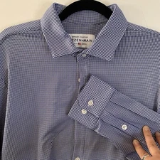 Mizzen+Main Men's X-Large Trim fit Blue Check Spinnaker Collection Nylon Blend