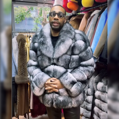 Winter Fashion Mens Real Fox Fur Lapel Jacket Natural Genuine